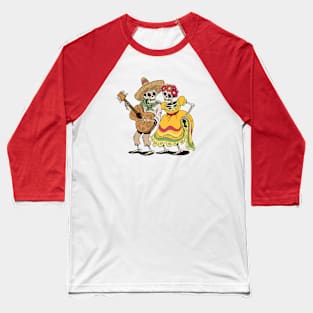 Day of the Dead Skeleton Couple Illustration Baseball T-Shirt